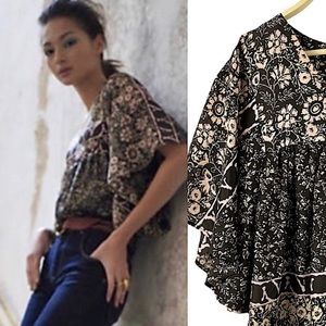 Sunner 100% Silk Flutter Sleeve Boho Style Bouse Size Small Womens S